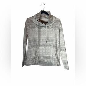 North River Outfitters Elegant Cream Patterned Cowl Neck Sweater Medium